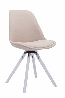 Bezoekersstoel Treyos Draaibaar Wit Stof Rond, Creme