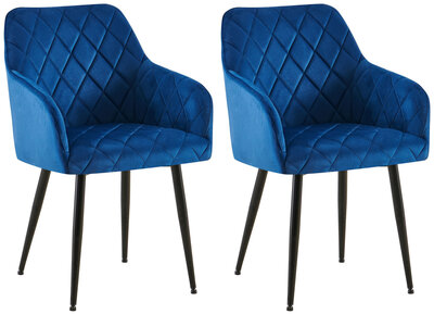 2-delige set eetkamerstoel Menott fluweel B, Blauw