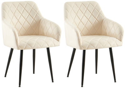 2-delige set eetkamerstoel Menott fluweel B, Creme