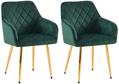 2-delige set eetkamerstoel Menott fluweel G, Groen