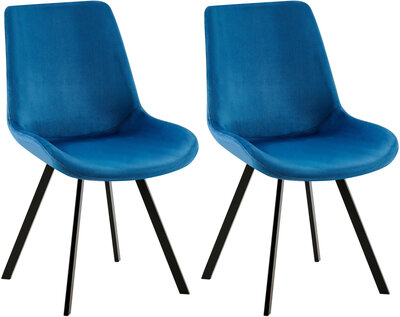 2-delige set eetkamerstoel Liwis fluweel, Blauw