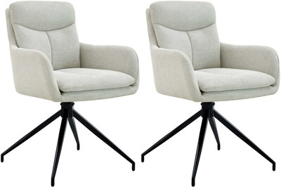 2-delige set eetkamerstoel Semors stof, Creme