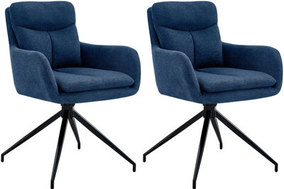 2-delige set eetkamerstoel Semors stof, Blauw
