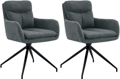 Set van 2 eetkamerstoelen Semors Stof, Grijs