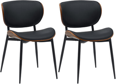 Set van 2 bezoekersstoelen Ined kunstleer, Zwart