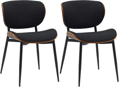 2-delige set bezoekersstoel Ined stof, Zwart