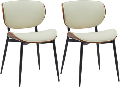 Set van 2 bezoekersstoelen Ined kunstleer, Creme