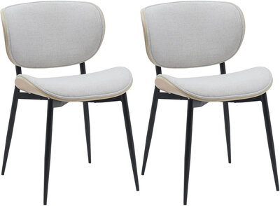 2-delige set bezoekersstoel Ined stof, Creme