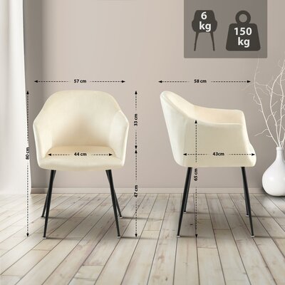 Eetkamerstoel Jeysia Fluweel, Creme