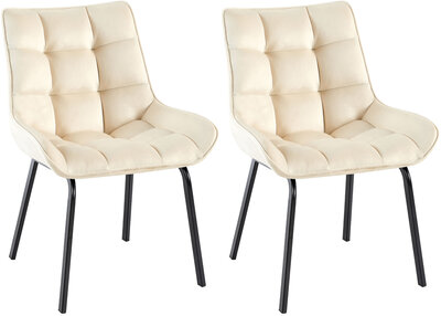 2-delige set stoel Sirindi fluweel, Creme