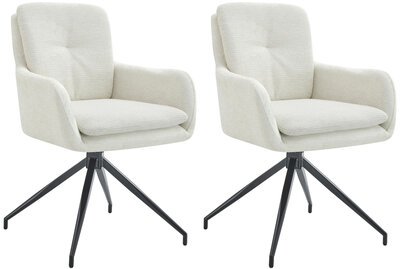 2-delige set eetkamerstoel Peckitt stof, Creme