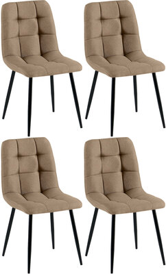 4-delige set eetkamerstoelen Entibas Stof, Taupe