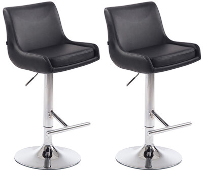 2-delige set barkruk Cleb kunstleer chroom, Zwart