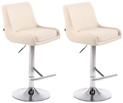 2-delige set barkruk Cleb kunstleer chroom, Creme