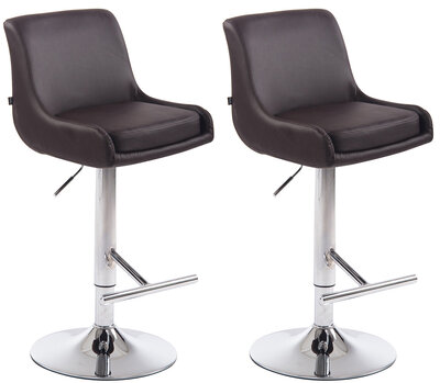 2-delige set barkruk Cleb kunstleer chroom, Bruin