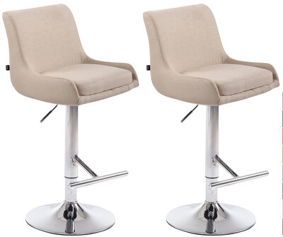 2-delige set barkruk Cleb Stof chroom, Creme