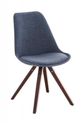 Eetkamerstoel Kira Stof Blauw Square Walnoot
