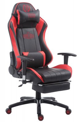 Gaming Stoel Lance Rood met Voetsteun (dik kussen - extra vulling - meer zitcomfort))
