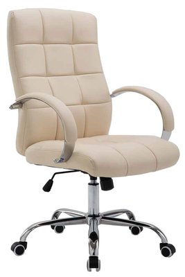 Bureaustoel Felicia Leer Creme - Brede zitting
