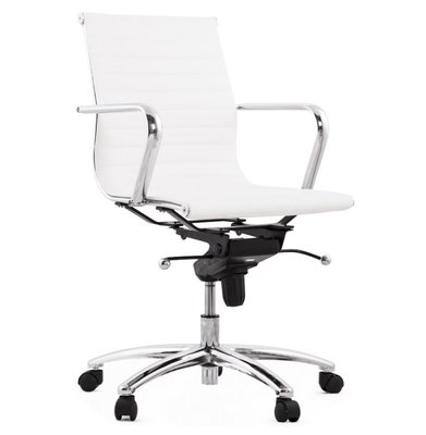 Bureaustoel Dallas Wit-Design-Leer