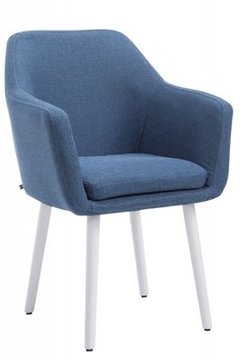 Eetkamerstoel Jayla Stof Blauw, Wit Onderstel