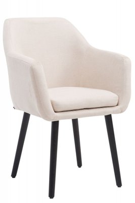 Eetkamerstoel Jayla Stof Beige, Zwart Onderstel