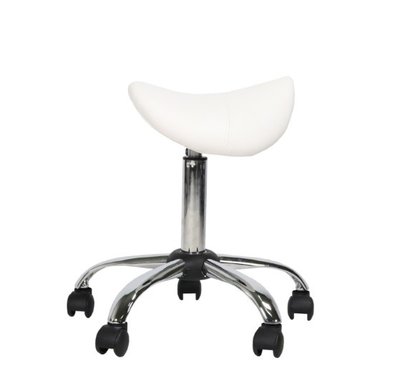 Ergonomische zadelkruk op wielen - Kapperskruk Wit